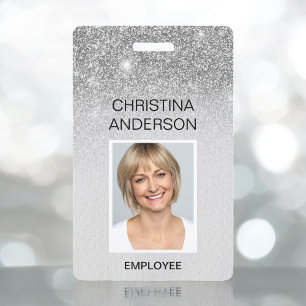 Glam Silber Glitter Mitarbeiter Name Foto Corporat Ausweis