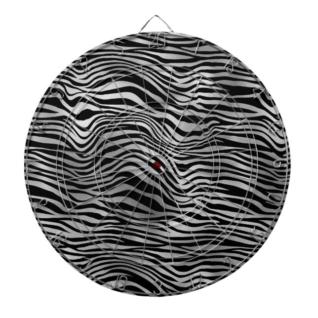 Glam Silber Schwarz Zebra Print Dartscheibe (vorne)