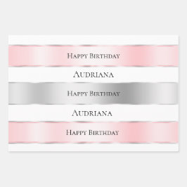 Glam Silver Blush Pink Ribbon Geburtstag Geschenkpapier Set
