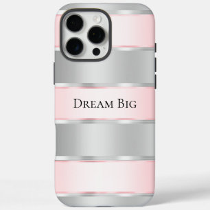 Glam Silver Blush Pink Ribbon iPhone 16 Pro Max Hülle