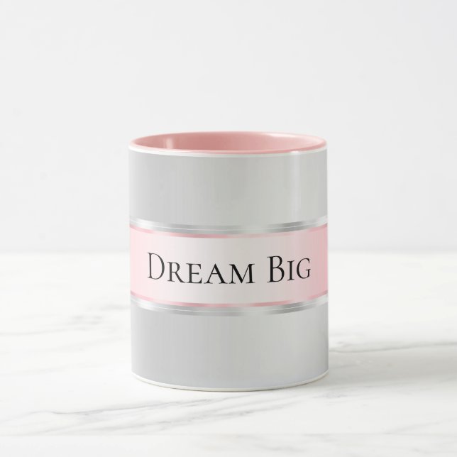 Glam Silver Blush Pink Ribbon Tasse (Zentrum)