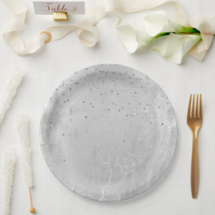 Glam Silver Confetti Pappteller