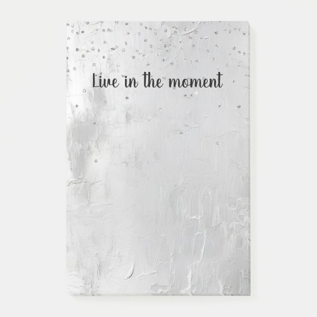 Glam Silver Confetti Post-it Klebezettel (Vorderseite)