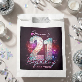 Glam Silver Disco Ball Music Notes 21st Birthday Geschenktütchen