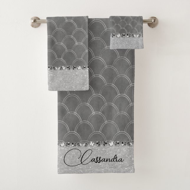 Glam Silver Glitter Diamond Bling (En situation)