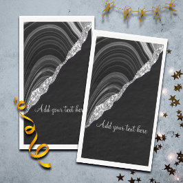 Glam Silver Glitzer Black Festive Serviette