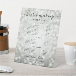 Glam Silver Glitzer Lights Salon Price Menü Sockelschild