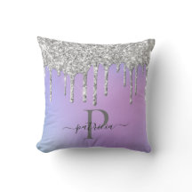 Glam Silver Glitzer Tropfen Elegantes Monogramm