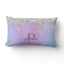 Glam Silver Glitzer Tropfen Elegantes Monogramm