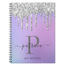 Glam Silver Glitzer Tropfen Elegantes Monogramm