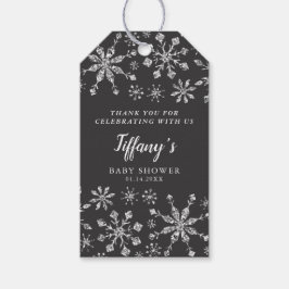 Glam Silver Glitzer Winter Wonderland Babydusche Geschenkanhänger