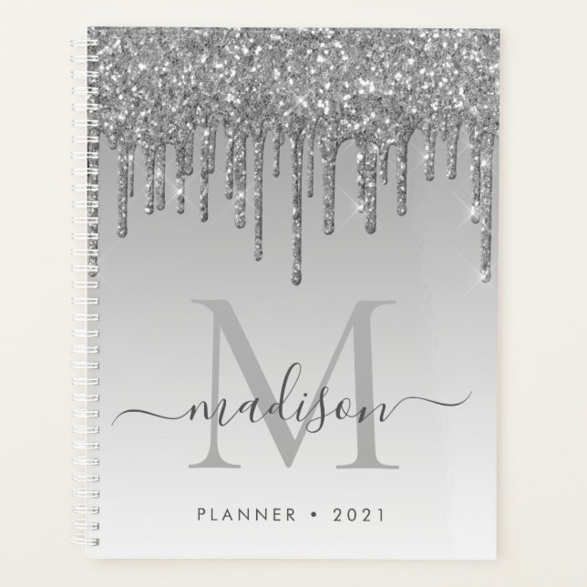 Glam Silver Grey Parties scintillant Drips Girly M (Devant)