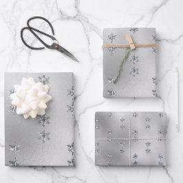 Glam Silver Stars Weihnachten Geschenkpapier Set