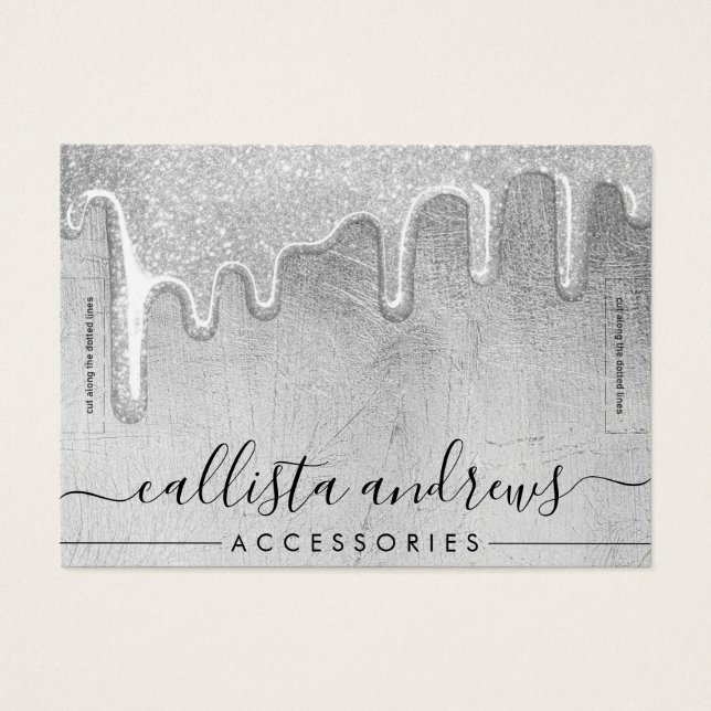 Glam Silver Thick Glitzer Tropfen Bracelet Display (Vorderseite)