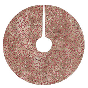Glam Sparkle Red Glitzer Gold Leopard Print Polyester Weihnachtsbaumdecke
