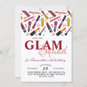 Glam Squad Makeup Einladung zum Geburtstag
