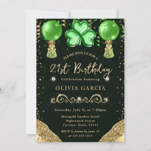 Glam St. Patrick's Ballons 21. Geburtstag Einladung