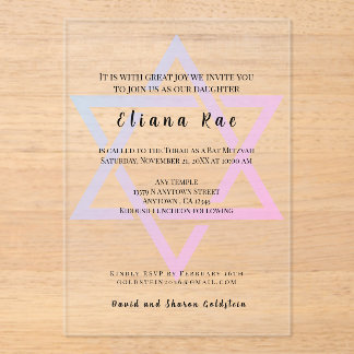 Glam Star de David Elegant Invitation Bat mitzvah
