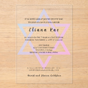 Glam Star von David Elegant Bat Mitzvah Einladung