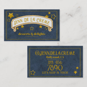 Glam Starry Nights Navy Vintag Visitenkarte
