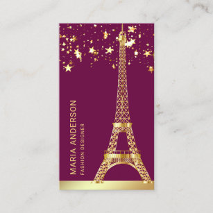 Glam Stars Confetti Goldener Garten Pariser Eiffel Visitenkarte