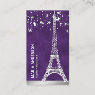 Glam Stars Confetti Silver Foil Paris Eiffelturm Visitenkarte