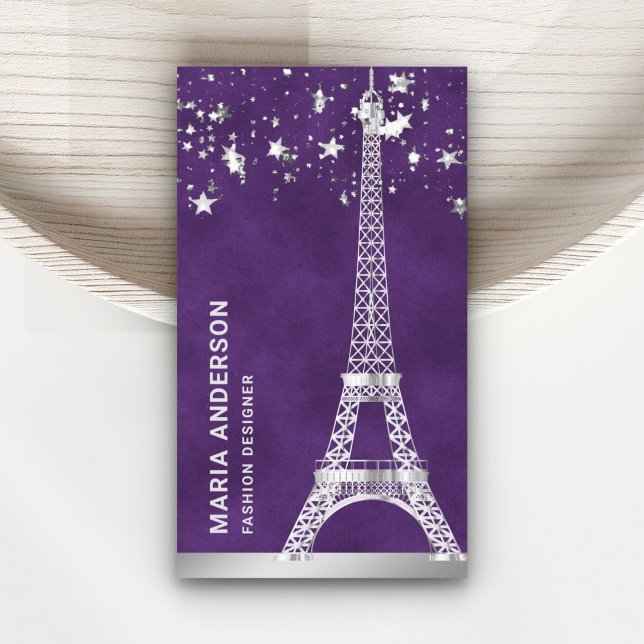 Glam Stars Confetti Silver Foil Paris Eiffelturm Visitenkarte (Von Creator hochgeladen)
