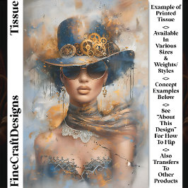 Glam Steampunk Frau in Hat, Brille CV1 Decoupage Seidenpapier