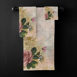 Glam Steampunk Rose rose et or Rustique Floral