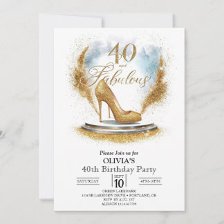 Glam Stylish Digital Gold 40. Geburtstag Einladung