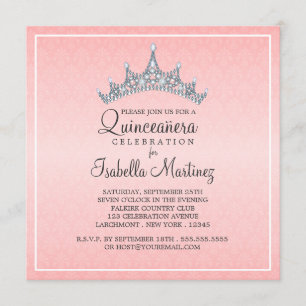 Glam Tiara Quinceanera Feier Einladung