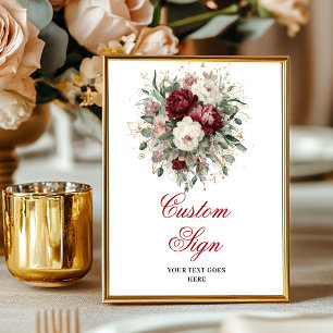 Glam tiefe rote Blumen Eukalyptus Gold individuell Poster