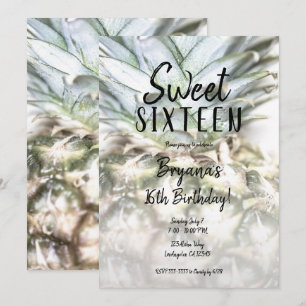 Glam Tropical Pineaple Sweet 16 Birthday Party   Einladung
