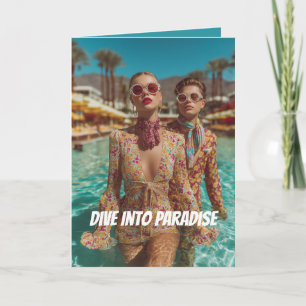 Glam Tropical Pool Party Vibes Einladung