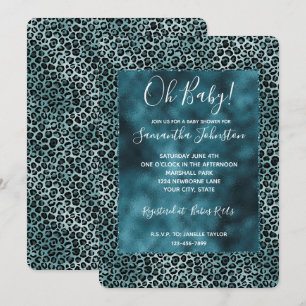 Glam Türkis Aquamarin Blue Leopard Print Ombre Einladung