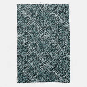 Glam Türkis Aquamarin Blue Leopard Print Ombre Geschirrtuch