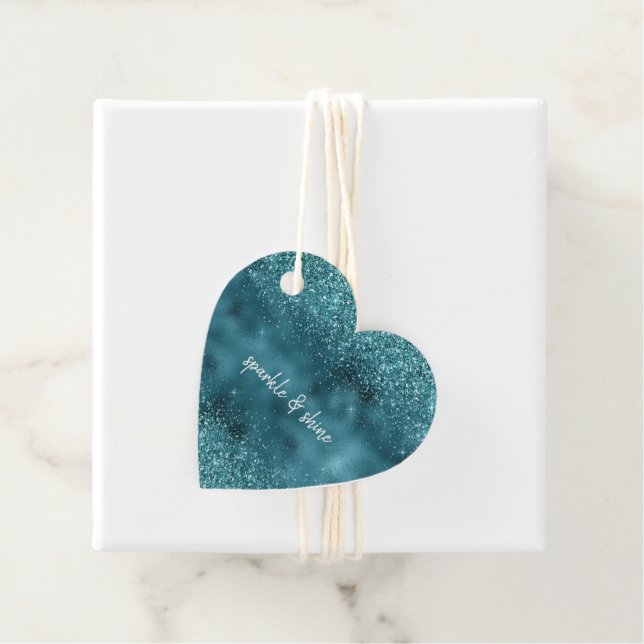 Glam Turquoise Aquamarin Blue Glitzer Geschenkanhänger (Beispiel)