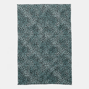 Glam Turquoise Aquamarin Blue Leopard Print Ombre Geschirrtuch