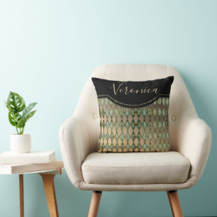 Glam Turquoise Harlequin Personalisiert Kissen
