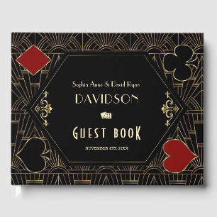 Glam Vegas Casino Gold Art Deco Hochzeit Gästebuch