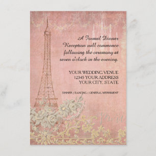 Glam Vintag Paris Pariser Hochzeitsempfang Einladung
