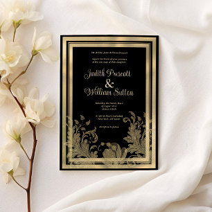 Glam Vintage Goldmedaille Blütenhochzeit Einladung