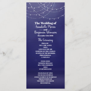 Glam White Fairy Light Blue Wedding Program Programm