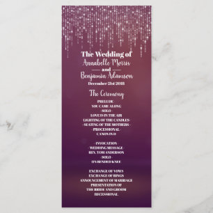 Glam White Fairy Light Lila rosa Wedding Program Programm
