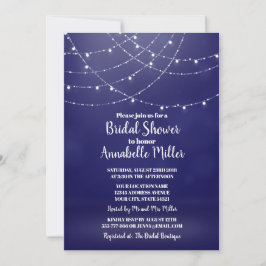 Glam White Fairy Lights Blue Brautparty Einladung
