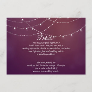 Glam White Fairy Lights Pink Purple DETAILS Carte