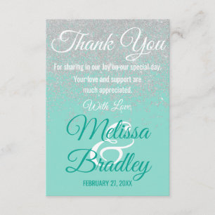 Glam White Glitzer Glitzern Aquamarin Danke