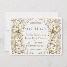 Glam White Gold Art Deco Friedhöfe Save the Date