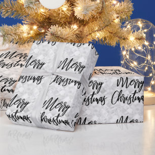 Glam White Spiegelkachel Frohe Weihnachten Schrift Geschenkpapier