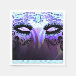 Glam Wimpern Lila Maskerade Party Benutzerdefinier Serviette